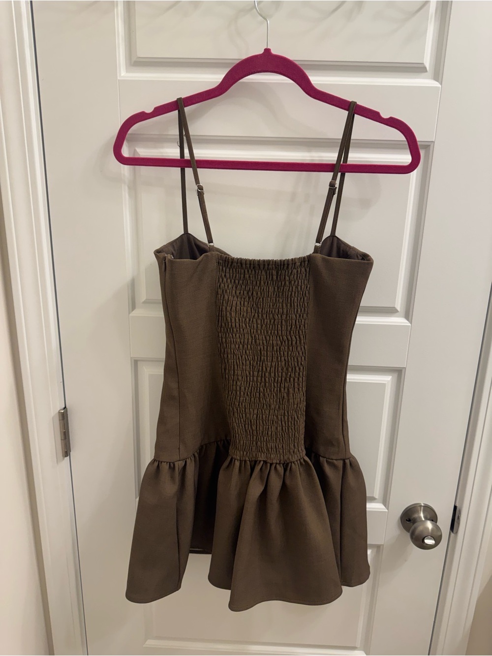 Peppermayo Running Late Mini Dress - Chocolate Brown- US size 4 - Picture 4 of 5